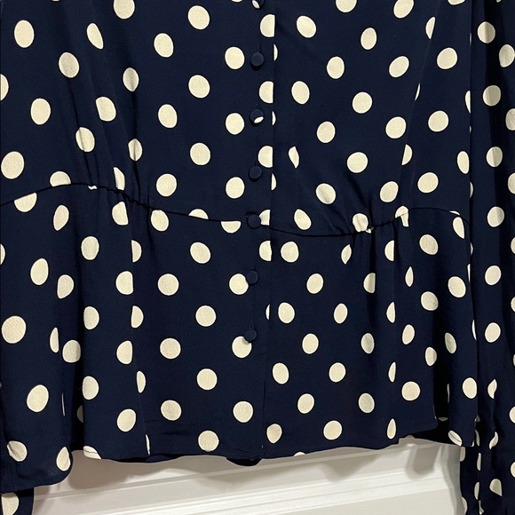 J. Crew Long Sleeve Peplum Polka Dot Top Sz 12 - Picture 3 of 7